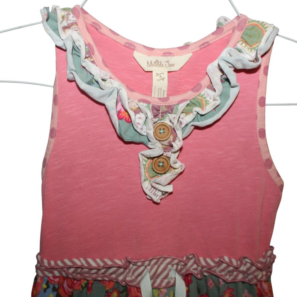 MATILDA JANE Sz 4 On the Cape Dress Pink Ruffles Summer Sundress Girls Patchwork - Picture 3 of 9